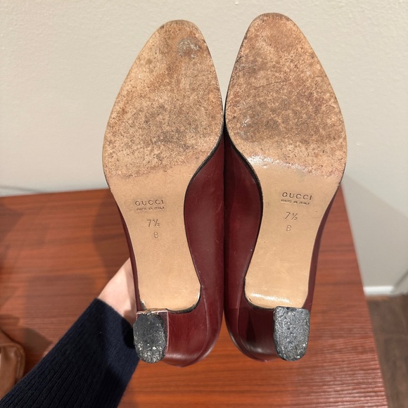 Vintage Gucci Women's Burgundy Horsebit Heels Size 7.5 B - Picture 5 of 5